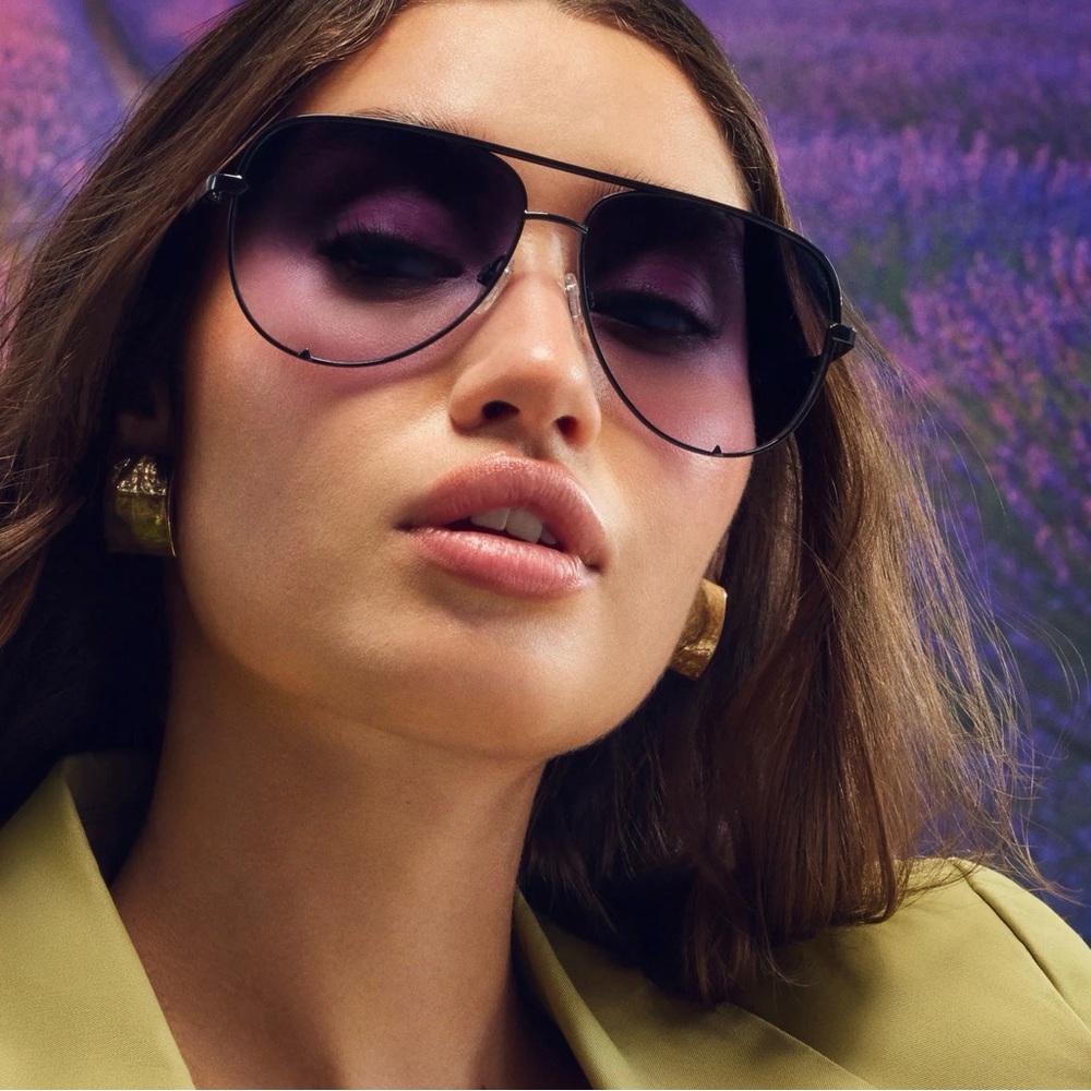 Quay Hey key XL Purple Gradient Aviator Sunglasses -  Women Accessories